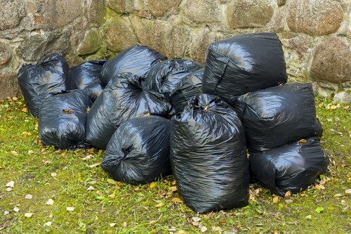 Waste clearance process in action at a building site